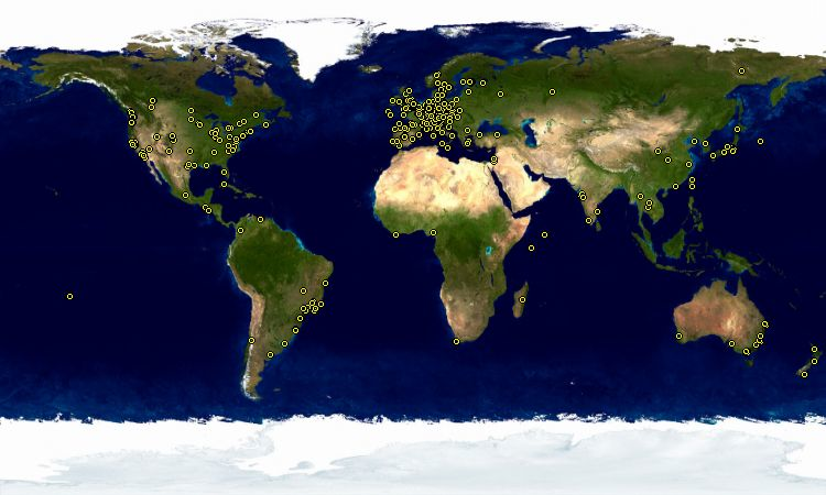 Distribución mundial de los desarrolladores Debian